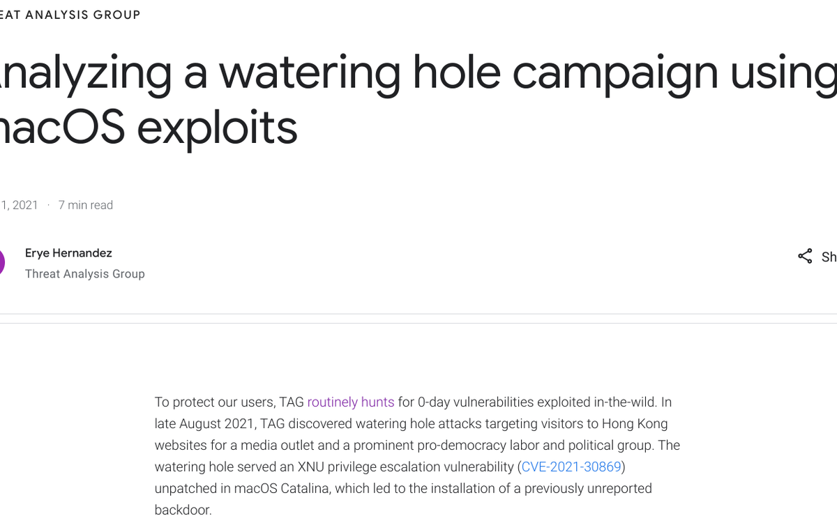 Analyzing a watering hole campaign using macOS exploits