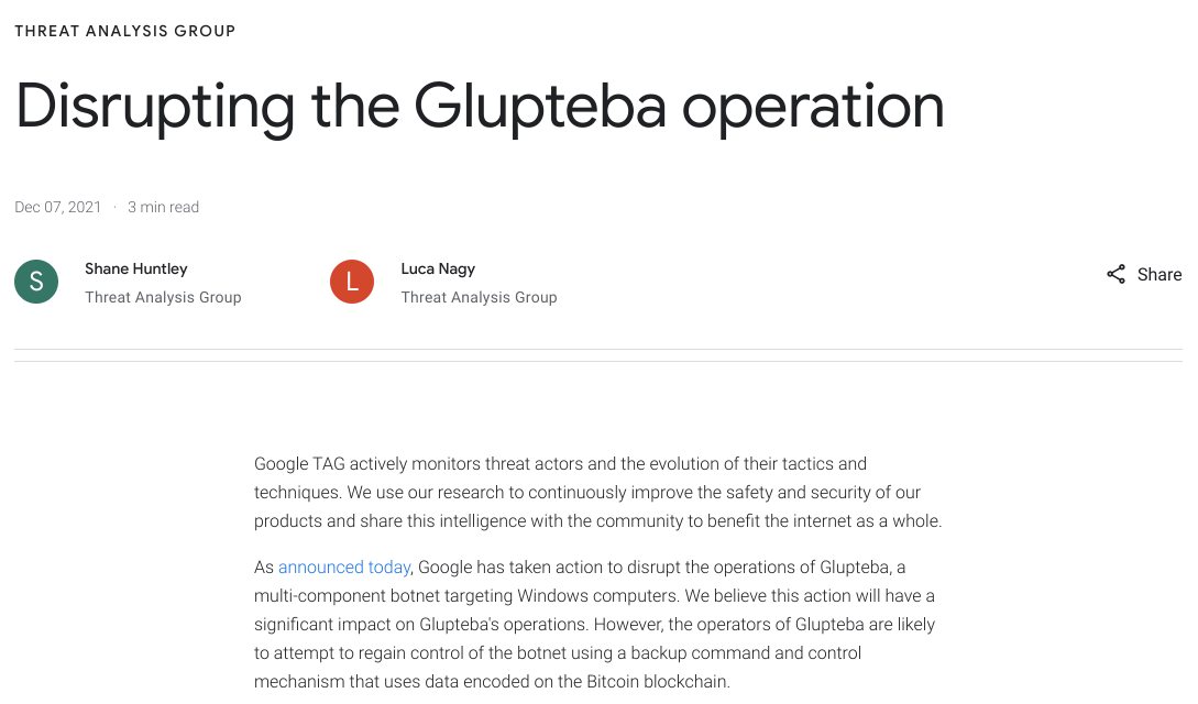 Disrupting the Glupteba operation