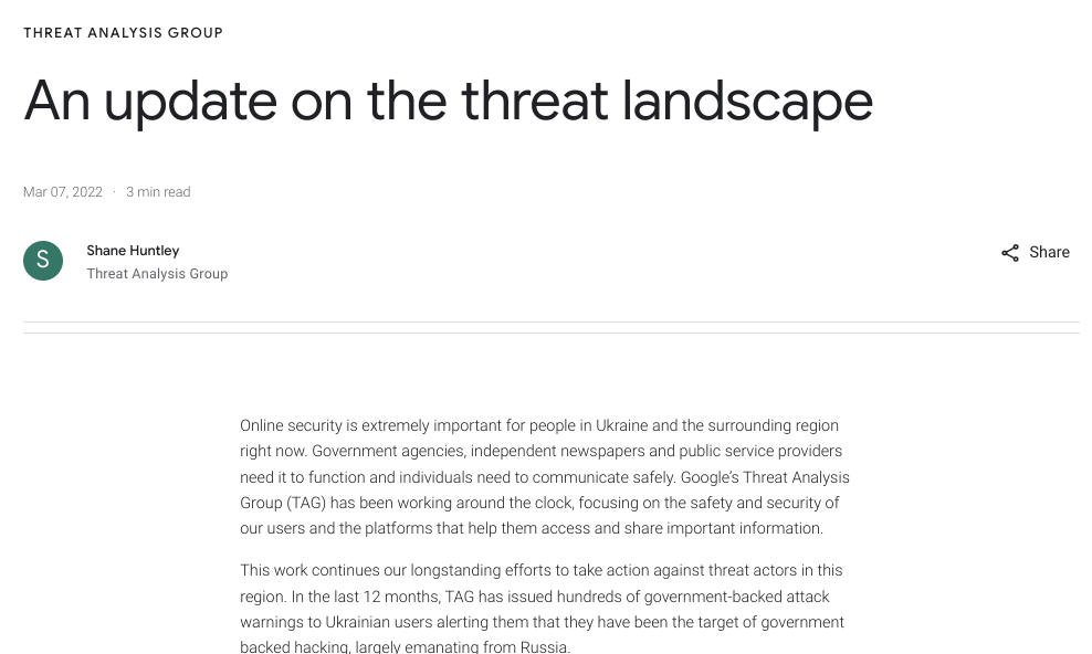 An update on the threat landscape