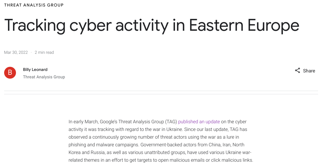 Tracking cyber activity in Eastern Europe