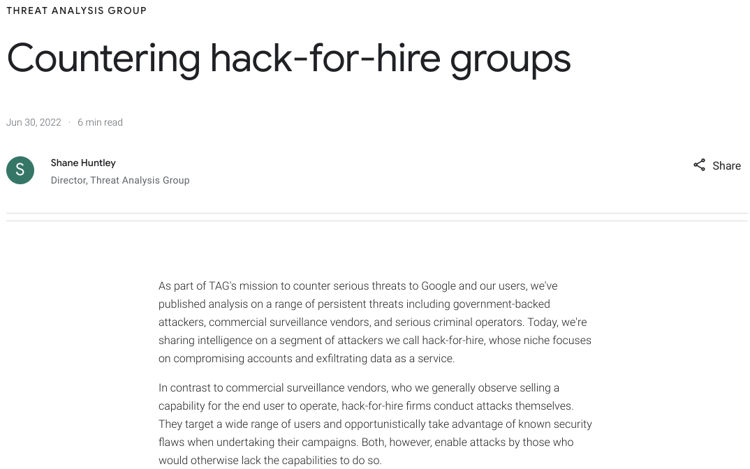 Countering hack-for-hire groups