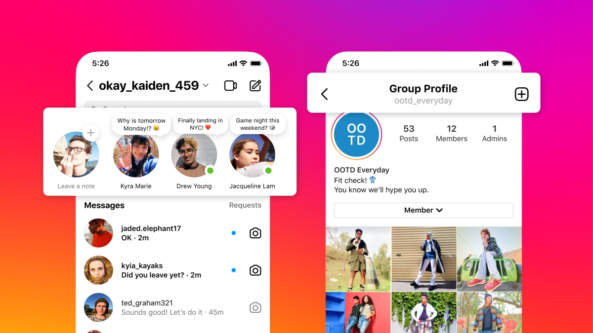 Facebook: New Sharing Features on Instagram: Notes, Group Profiles and More