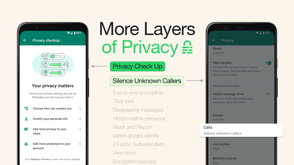 Facebook: New WhatsApp Privacy Features: Silence Unknown Callers and Privacy Checkup