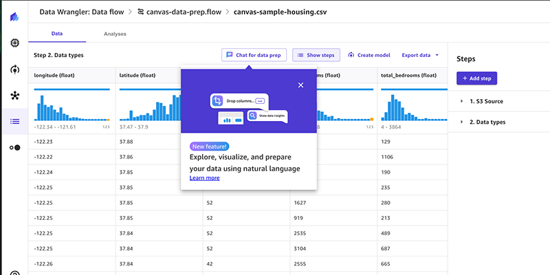 Use natural language to explore and prepare data with a new capability of Amazon SageMaker Canvas