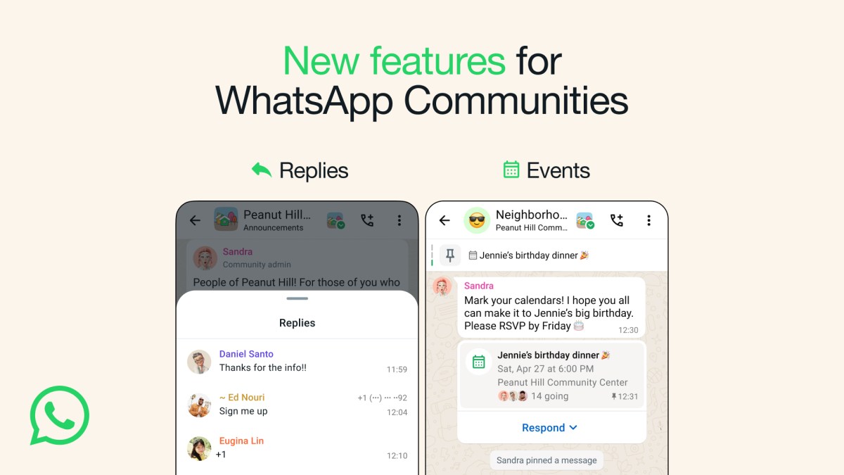 Facebook: New Ways to Organize Events in WhatsApp Communities